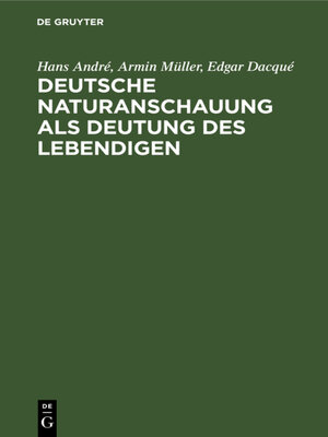 cover image of Deutsche Naturanschauung als Deutung des Lebendigen